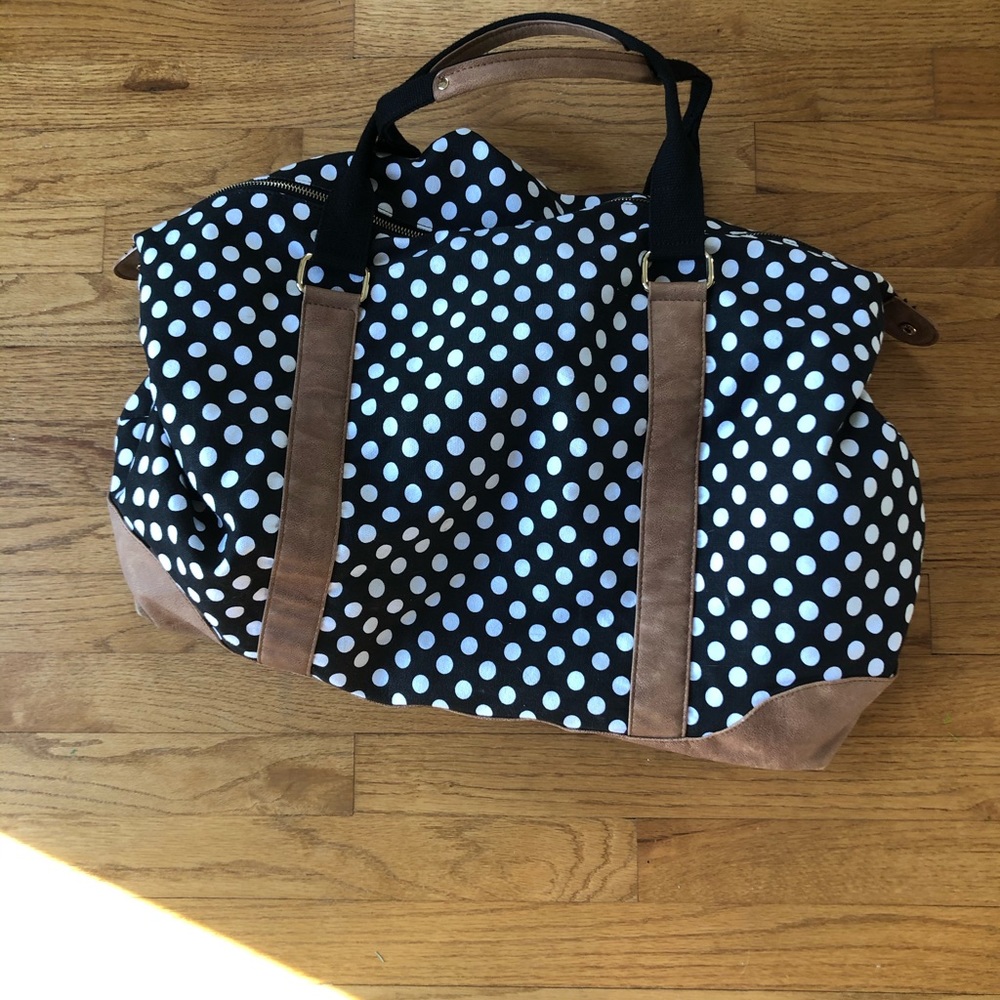Black and White Polka Dog Weekend Bag 25x16x10